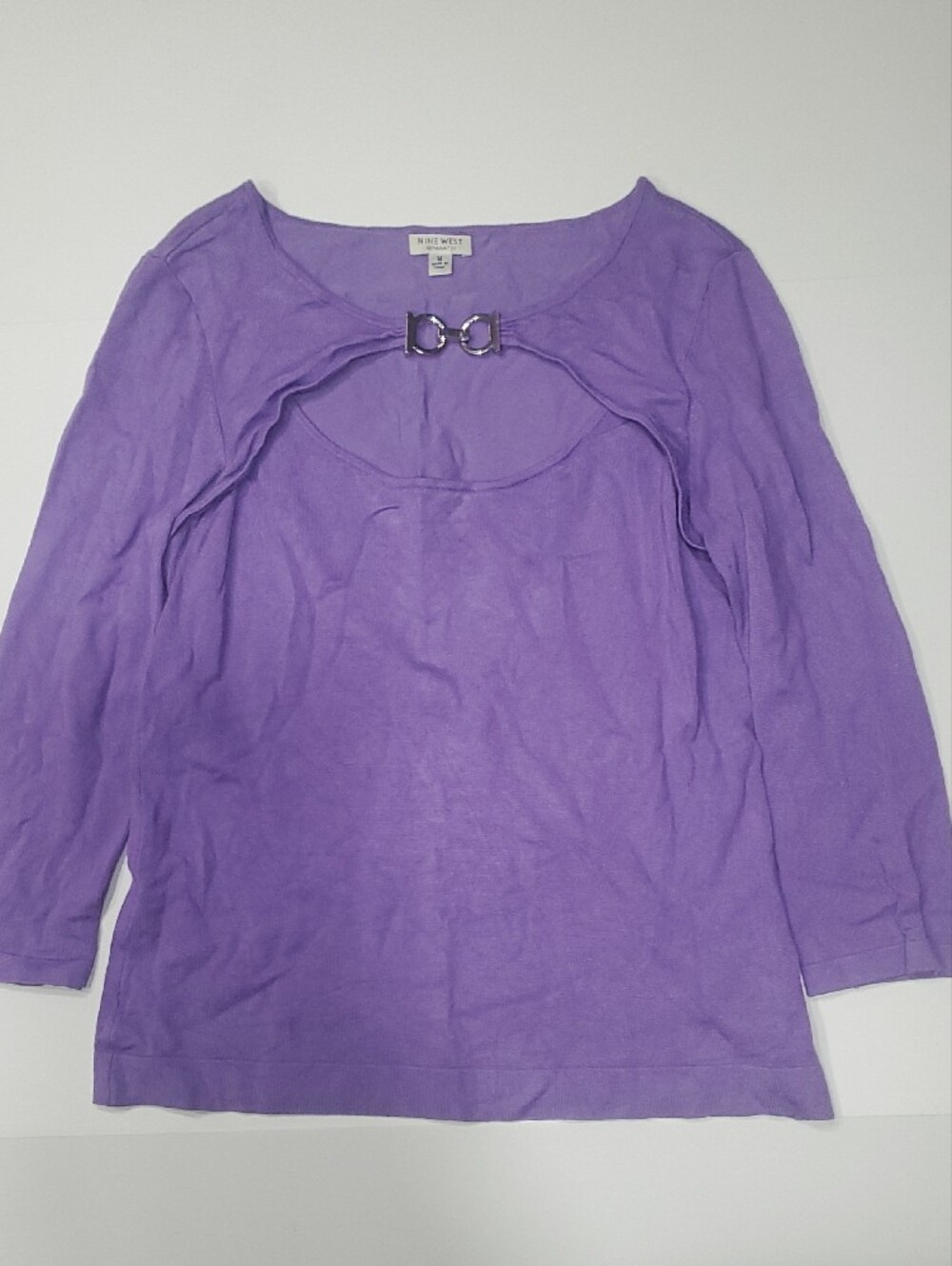 Nine West Separates Lavender Long-Sleeve Top with Front Buckle